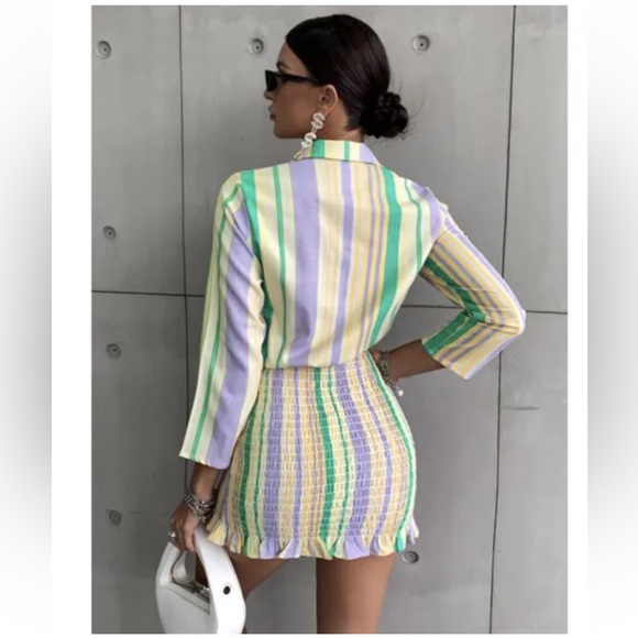 🆕Zara Women's The Valery Dress Pastel Striped Smocked Mini Size XS & XL - Picture 3 of 9